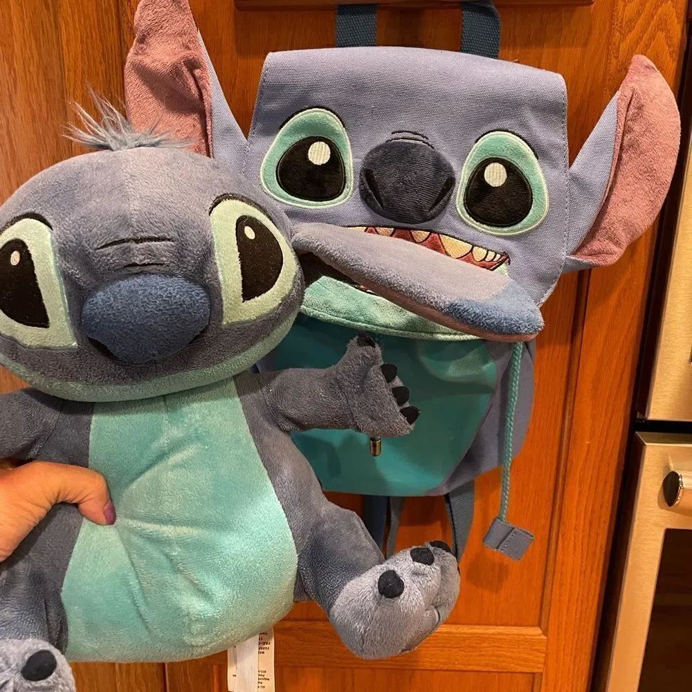 Disney Parks Stitch Canvas HTF Backpack plus Stitch Plush!
